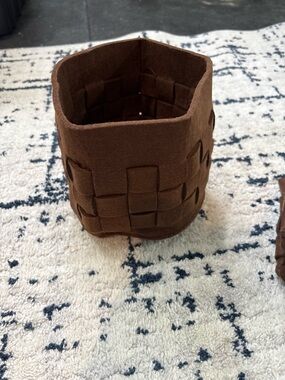 Woven Felt Storage Basket - Brown
